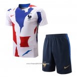 Tracksuit France 2022-2023 Short Sleeve White Red Blue - Shorts